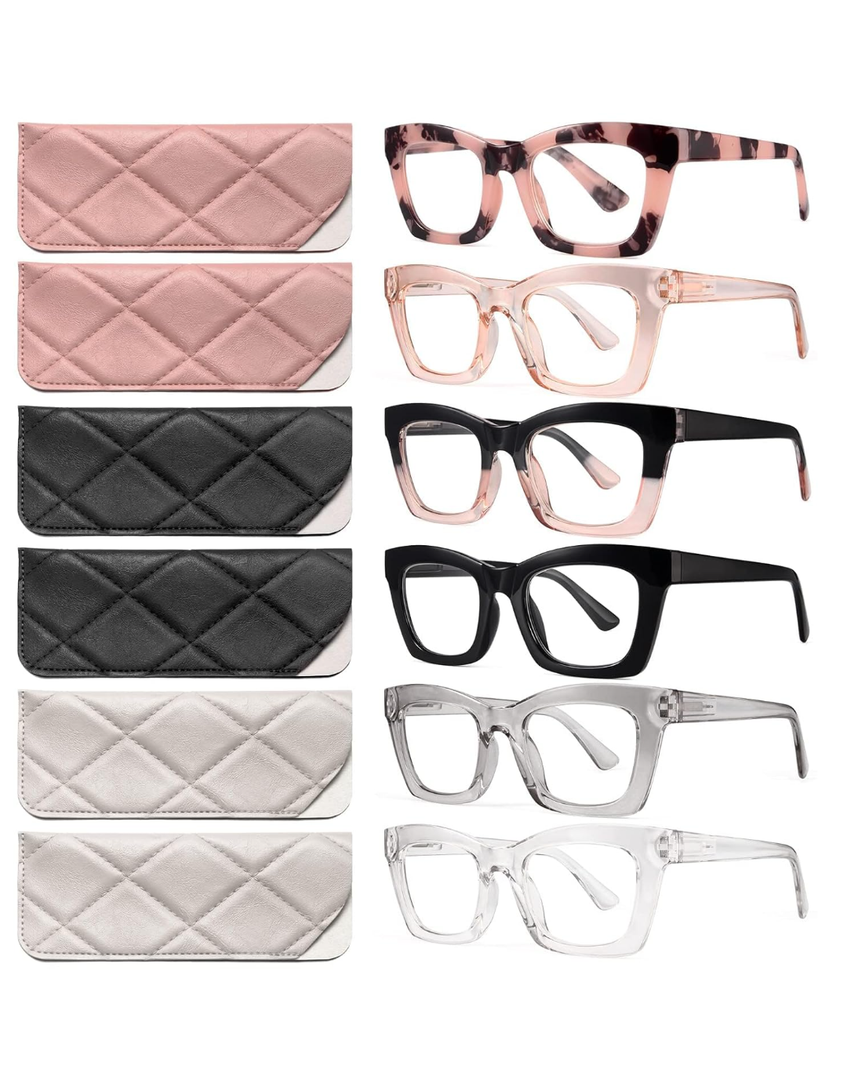 CCVOO Stylish Reading Glasses for Women, Eyeglasses, Blue Light Readers for Women, Computer Eye Glasses, Cheaters,+3.5