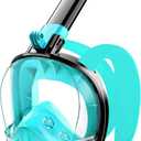 Full Face Snorkel Mask for Adults Teen, Snorkeling Gear with Detachable Camera Mount,Panoramic 180 View, Anti-Fog Anti-Leak Snorkling Set for Man and Women (Black Green-L/XL)