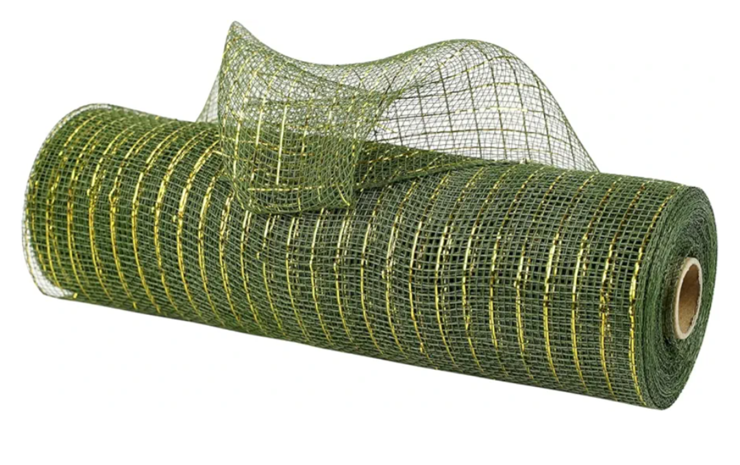 MEEDEE Dark Green Mesh Ribbon 10 Inch Rolls Olive Green Mesh for Making Wreaths Moss Green Mesh Ribbon for Christmas Tree, Garland, Staircase, Mailbox, Centerpiece, Decorating and Crafts (30 Feet)