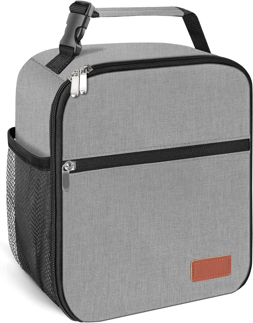 Lunch Box for Men & Women Durable Lunch Bag for Adults Reusable Small Lunchbox Grey (Gray)