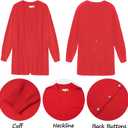 Women's Open Front Cardigan with Pockets Long Sleeve Solid Color Lightweight Knit Sweater (Red, S)