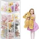 Colingmill 2tier Plush Toy Stuffed Animal Storage Organizer with Zippered Large Stuffed Toy Holder PVC Waterproof Dustproof Cover 47. 2 Inch Stuff Animal Organizer Holder for Nursery (White)