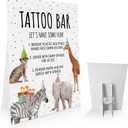 Birthday Party Animals Sign Tattoo Bar Sign Temporary Tattoo Station, Safari Birthday Decoration, Animals Theme Table Signs-PDLP15
