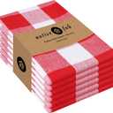 Native Fab 6-Pack Kitchen Towel with Hanging Loop 16x26 inches, Cotton Buffalo Check Kitchen Towels for Cleaning Drying, Washcloths Soft & Absorbent Cloth Rags, Bar Towel, Dish Cloth, Red