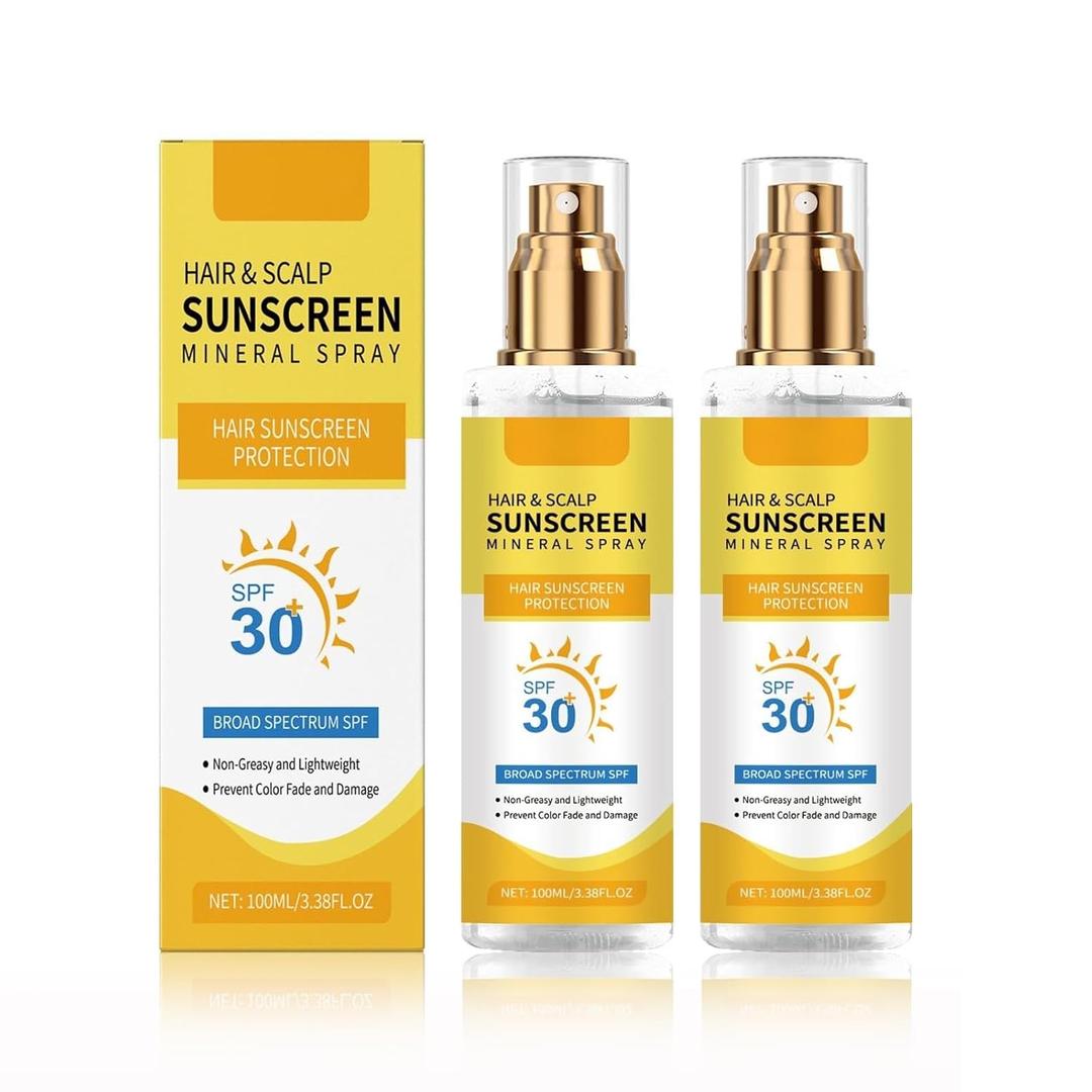 Hair & Scalp Sunscreen Spray SPF 30 | Broad Spectrum UV Blocker for Color-Treated Hair, Weightless Non-Greasy Formula with Coconut Oil, Prevents Color Fade & Dryness, Beach & Pool Essential (2)