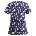 July 4th Scrub Tops Women Vneck American Flag Prints Independence Day Patriotic Working Uniforms Pocketed Holiday Shirt (XXL)
