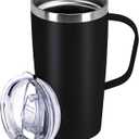 MEBRUDY 19oz Insulated Coffee Mug with Lid, Leak Proof Double Wall Vacuum Travel Coffee Mug with Handle, Black
