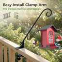 Heavy Duty Deck Hook,360 Rotating Design,Pole 16.5Long Metal Deck Railing Hooks for Hanging Bird Feeders,Planters,Suet Baskets,Lanterns,Wind Chimes,Clamp Mounted,Under 18 LBS(2PACK)