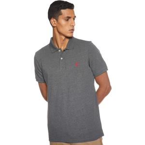 U.S. Polo Assn. Men's Classic Polo Shirt, Two-Button Closure Pique Polo Shirt, Summer Fashion Golf Shirt (XX-Large, Heather Dark Gray)