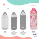 Zak Designs Sanrio Sage Water Bottle For School or Travel, 25oz Durable Plastic Water Bottle With Straw, Handle, and Leak-Proof, Pop-Up Spout Cover (Hello Kitty)