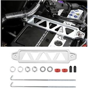 Battery Hold Down Sets, Copper Alloy Triangular Five Hole Vehicle Battery Tie Down Mount Bracket with Stainless Steel J Bolts, Automotive Securing Batteries Accessories, Universal Fit (Silver)