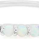 3 Stone Opal Ring for Women with Cubic Zirconia, Dainty Minimalist Stackable Promise Ring in 10K Solid Gold or 14K Gold Plated 925 Sterling Silver Jewelry Gift for Her (Ring Size-6)