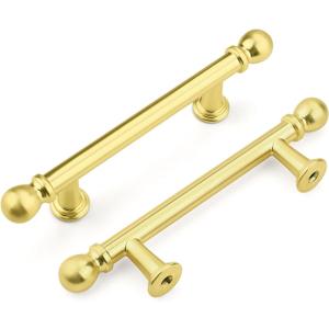 Orger 5 Pack 3 Inch(76mm) Gold Cabinet Pulls Heavy Duty,Kitchen Cabinet Handles Hardware Zinc Alloy,Vintage Handles for Bathroom Dresser Drawer
