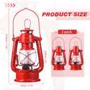 Hortsun 2 Pcs 8 Inch Vintage LED Hurricane Lantern Metal Red Outdoor Battery Operated Hanging Lantern with Warm LEDs and Dimmer Switch for Halloween Christmas Indoor Rustic Farmhouse Camping Decor