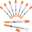 Insulin Syringe with Needle, 30G 5/16"(8mm) 1cc Inch, Individually Wrapped, Pack of 100