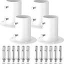 JaGely 4 Pieces 304 Stainless Steel Deck Flanges White Flange Rod End Holder Pool Deck Anchors Pool Handrail Flange for 1.5" Above Ground Pool Ladders and Handrails Installation and Replacement