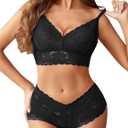Avidlove Sexy Lingerie Set for Women Lace Bra and Panty Set 2 Piece Lingerie Set Exotic Lingerie Sets (Medium, Black)