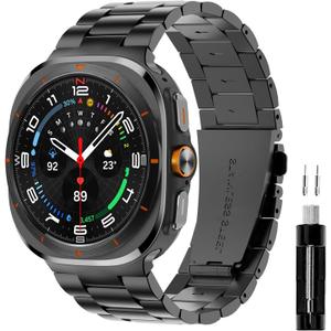 GOLDTOLUCK Compatible with Samsung Galaxy Watch 7 Band Ultra 47mm (2024) Men Women Milanese Mesh Magnetic Classy Elegant Casual Business Metal Stainless Steel (Galaxy Ultra 47mm, Black)