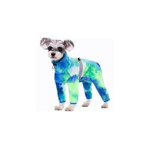 Dog Coat, Tie Dye - Blue Polar Fleece Jumpsuit for Small Medium Dogs, Winter Jacket, Reflective Onesies, Full Body Vest, Four-Legged Warm Clothes