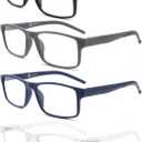 MODFANS Reading Glasses Men Readers 4 Pack,Blue Light Blocking Reading Glasses Anti Glare/Eye Strain Filter UV,Rectangular Unisex Lightweight Frame Comfortable Spring Hinge Eyeglasses 1.75
