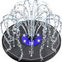 SZMP Solar Fountain Pump with White Lights & 2200mah Battery, 3.5W Glass Bird Bath Fountains with Upgraded Blue Flower with 7 Nozzle & 4 Fixer, Solar Powered Water Fountain for Garden, Pool, Outdoor