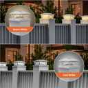 APONUO Solar Post Cap Lights 6 Pack for 4x4 5x5 6x6 Wood Vinyl Fences - Post Lights Solar Powered, IP64 Waterproof, Auto On/Off, for Deck Patio Yard (Warm & Cool White)
