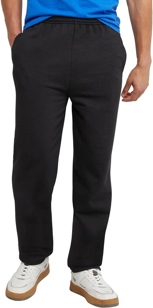 Hanes Men's EcoSmart Sweatpants, Athletic Lounge Pants with Pockets, Open Hem Bottom, Fleece Pants (XX-Large, Black)