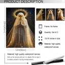 3Pcs Virgin Mary Canvas Wall Art Our Lady of Guadalupe Radiating Golden Wall Decor Pictures Black Religious Catholic Poster Prints for Church Prayer Room Christian Home Decoration 12x16in Unframed