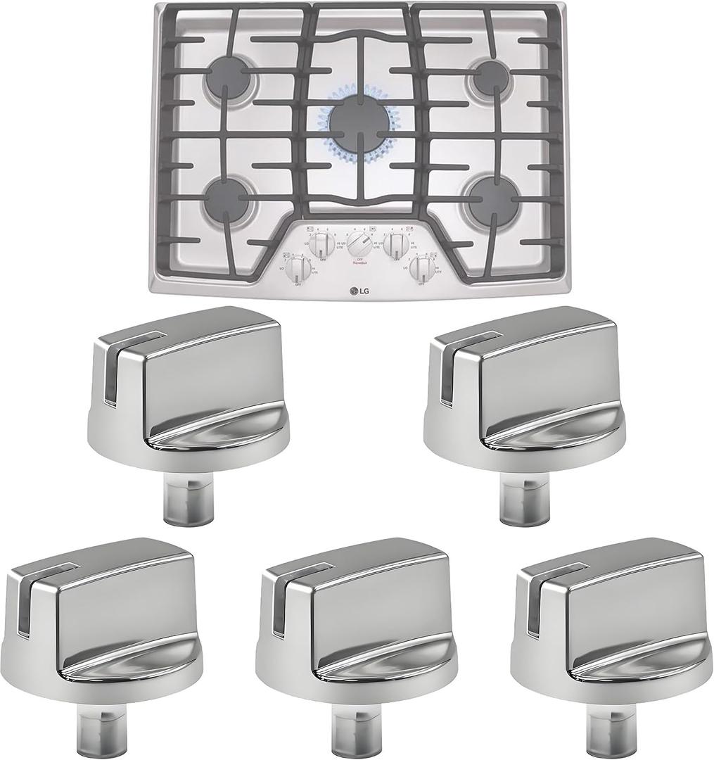 5 Pack AEZ73293801 Burner Control Knob Replacement,Compatible with LG Range/Stove Gas Cooktop,Burner Control Knob Assembly Replaces EBZ60710601,2025031,AH3639420,EA3639420,AP5594929,PS3639420