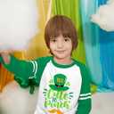 Unisex Kids St. Patricks Day Raglan Long Sleeve Shamrock Shirt Lucky Irish Patchwork Clover Top 2-10 Years (XS)