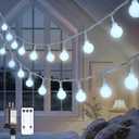 JMEXSUSS 100ft Globe String Lights Indoor Outdoor Waterproof, 200 LED White Christmas Fairy Lights Plug in with Remote, Connectable Hanging Lights for Bedroom Patio Holiday Tree Party Christmas Decor