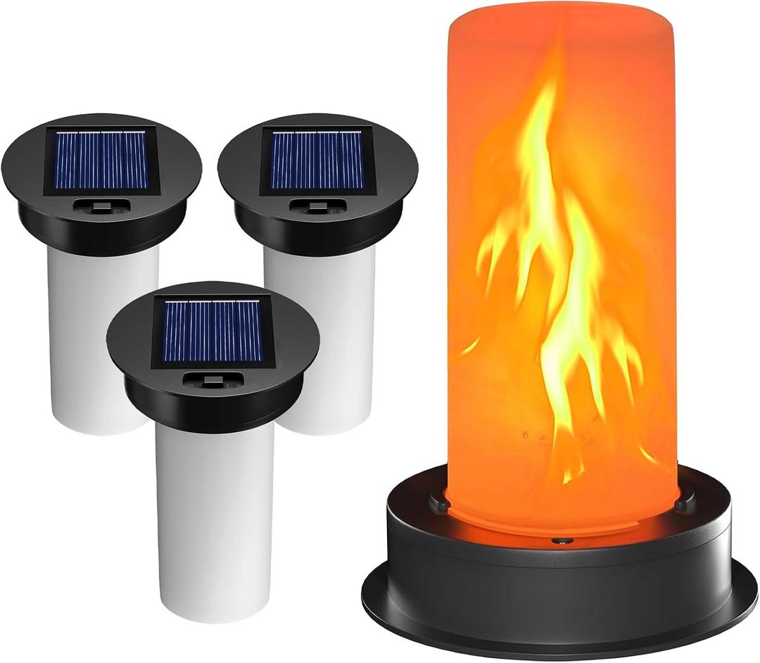 4 Pack Replacement Solar Light Tops with Flickering Flame, Waterproof Outdoor Solar Light Parts for Hot Air Balloon Lanterns (Fits 2.87 to 3.35 Inch Openings), Replacement Kit for Garden Patio Decor