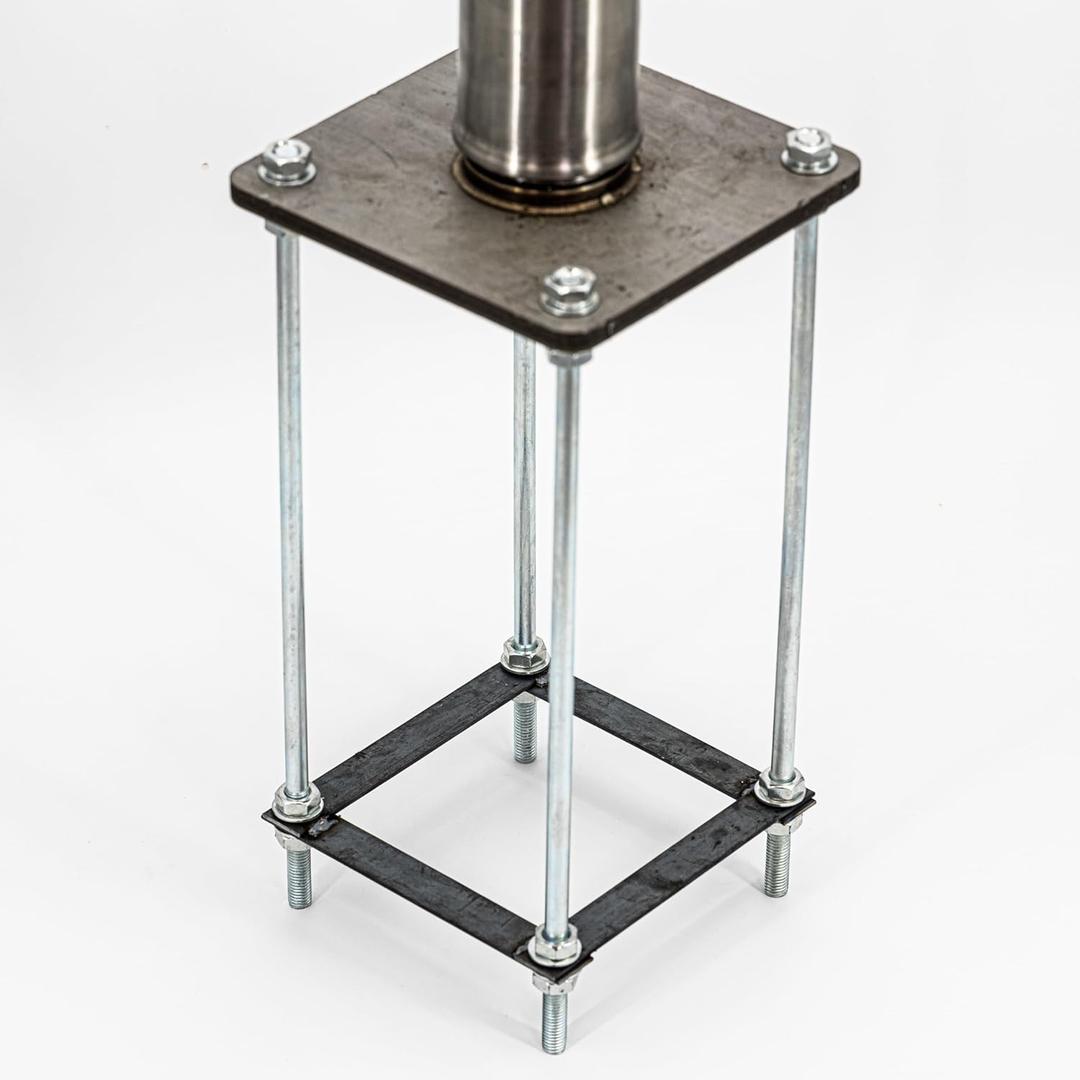 ShadeMart Reinforced Base Frame for Shade Sail Pole, Versatile Use for Soil, Deck, Concrete Surfaces Silver