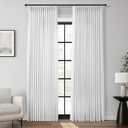 94 Inch Long Pleated Linen Curtains 2 Panel Set for Living Room 350GSM Thick Linen Textured Drapes Pinch Pleat Pure Snow White Ivory Semi Sheer Curtain for Dining Room Office Sliding Glass Doors