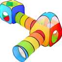 4 in 1: Play Tent With Crawling Tunnel, Partial Ball Pit, and Playhouse - Children's Baby Tent With Bag, Multi-Coloured B