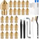 Leifide 50 Pieces 3D Printer Nozzle Cleaning Kit Includes 19 Pcs Stainless Steel Needles Cleaner Tools and 23 Pcs MK8 Nozzles Multiple Sizes Compatible with Makerbot Creality CR-10 Ender 3 5