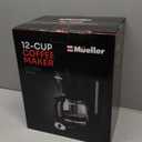 Mueller 12-Cup Drip Coffee Maker - Borosilicate Carafe, Auto-Off, Reusable Filter, Anti-Drip, Keep-Warm Function, Clear Water Level Window Coffee Machine, Kitchen Essentials & Accessories (Black)