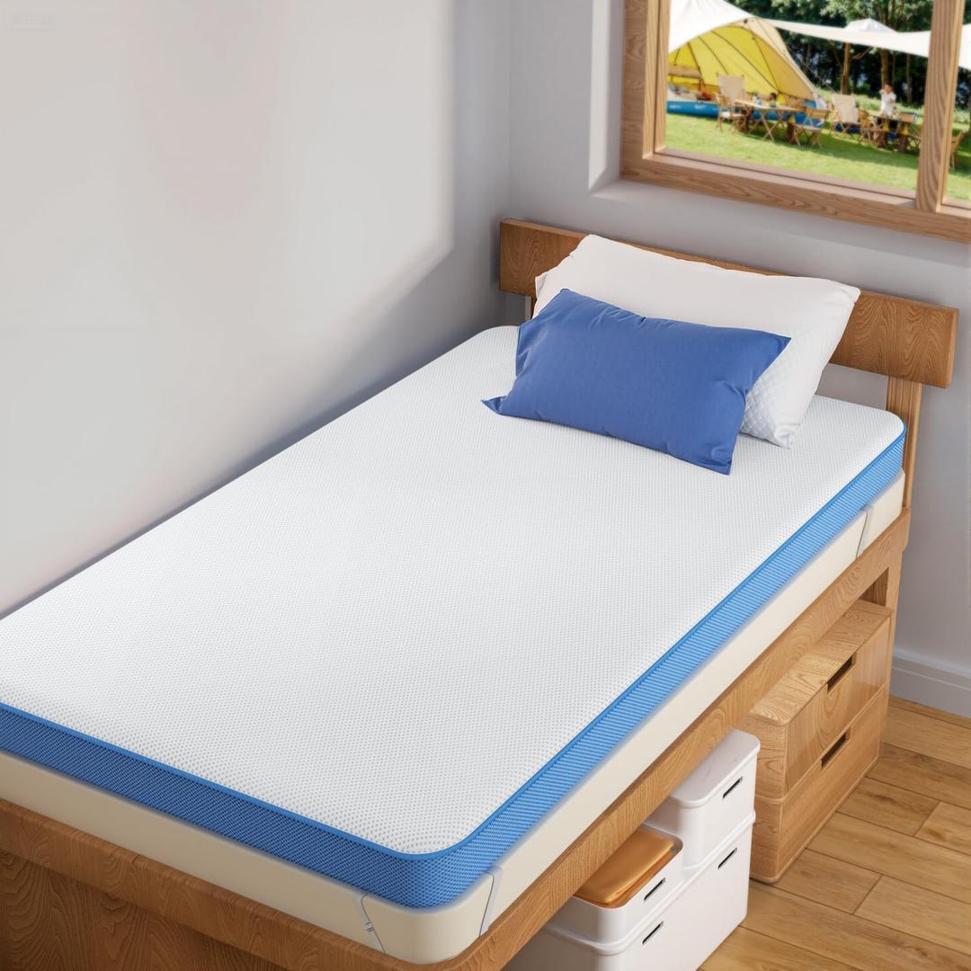 Extra Firm Mattress Topper Twin Size, 3 Inch Firm High Density Memory Foam Bed Topper for Back Pain Relief, Gel Bamboo Charcoal Infused Cooling Mattress, CertiPUR-US Certified, Washable Cover