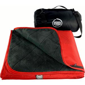 DOWN UNDER OUTDOORS Large Waterproof Windproof Extra Thick 350 GSM Quilted Fleece, or Sherpa Stadium Blanket (Red)