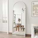 OGCAU Floor Full Length Mirror, 56"x20" Arched Full Body Mirror, Hanging or Leaning, Standing, Wall Mounted with Aluminum Frame for Bedroom Living Room, White