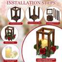 18 Pcs Wedding Wooden Lantern Centerpiece | Rustic Wooden Candle Lantern with Red Rose Candle Rings Wreaths LED Candles, Farmhouse Country Table Decor