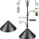 Bird Feeder Pole with Squirrel Baffle - Deluxe Feeder Station Kit Includes Suet Cage, Wild Bird Feeders & Planter Hanger for Garden, Yard