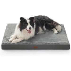 Bedsure ComfyFleece XL Dog Bed for Crate - Extra Large Orthopedic Pet Beds with Removable Washable Cover, NOT Waterproof Egg Crate Foam Mat for Pets Up to 80 lbs, 41"x27"x3.3", Not for Chewers (Charcoal Grey)