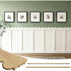 Pre-Cut Board and Batten Wainscoting Kit, 12‑Pc Set Paintable Wall Trim
