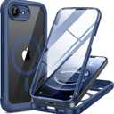 Miracase Magnetic for iPhone 16e Case Full-Body Phone with Built-in Glass Screen Protector, [Compatible with MagSafe] Military Drop Proof 16E Cover Bumper 6.1 inch, Blue