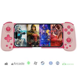 Phone Game Controller for iPhone/Android/PC/Switch, Play COD, Genshin, Diablo, Support Streaming on PS5/PS4/Xbox/PC Console, Cloud Gaming Wireless Gamepad Joystick, Turbo/6-Axis Gyro/Dual Motor, Pink