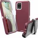 for Samsung Galaxy A12 case, Heavy Duty case,[ with Clip],[Shockproof] [Dropproof] [Dust-Proof] (WineRed-Pink)