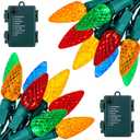 Brightown C6 LED Christmas String Lights - 2 Pack 20ft 60LED Battery Operated Strawberry String Lights with Timer and 8 Light Modes for Christmas Trees, Wreaths, Indoor Outdoor Xmas Decor, Multicolor