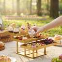 3 -Tier Metal Cupcakes Tray Display Stand for Gatherings, Parties,Holiday Dinners,14.5 Food Trays with Metal Risers for Desserts, Fruit & Appetizer (Gold, 3 Tier)