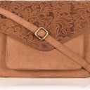 Leather Flapover Crossbody Handbag Purse for Women with Adjustable Strap & Overflap Snap Closure Tote/Bag